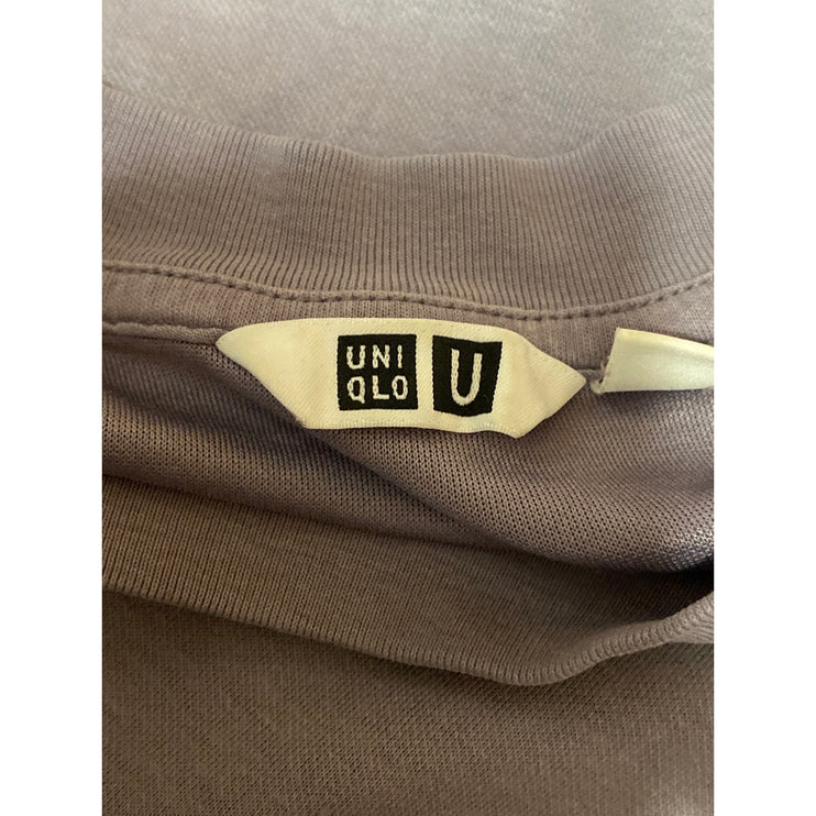 Uniqlo Airism Womens Purple Gray Short Sleeve Crew Neck Basic Tee T-Shirt Top L