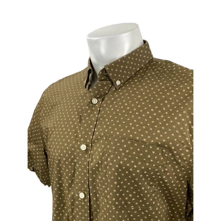 Banana Republic Stretch Soft Wash Mens Olive Green Slim Button Up Shirt Top Sz L