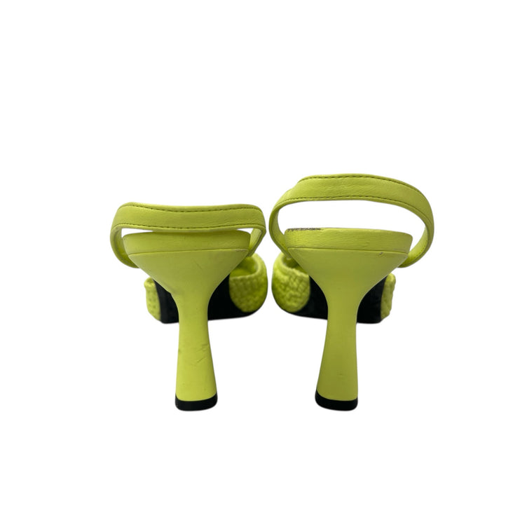 Mango MNG Women's Green Pointed Toe Slip On Stiletto Heels Slingback Sandals 9.5