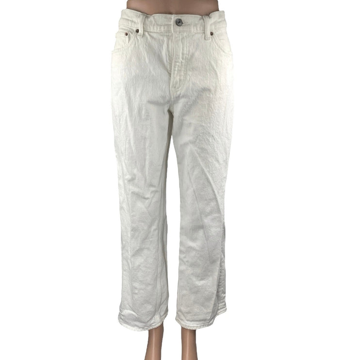 Abercrombie & Fitch Women's White Baggy Low Rise Wide Leg Denim Jeans Pants 28