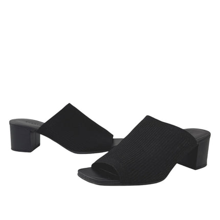 Everlane The Glove Reknit Women's Black Square Toe Block Heel Mule Sandals Sz 7