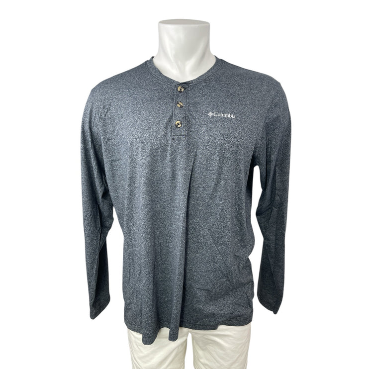 Columbia Omni-Wick Men's Gray Long Sleeve Henley Performance Tee T-Shirt Top XL