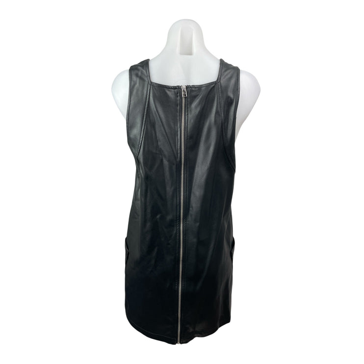 Anthropologie Maeve Women's Faux Vegan Leather Sleeveless Mini Shift Dress Sz M