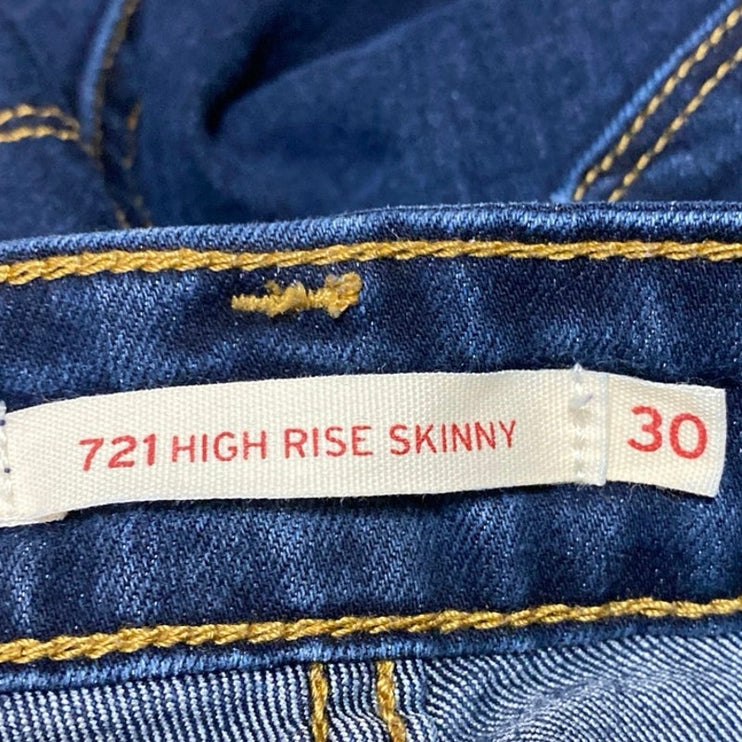 Levi's 721 High Rise Skinny Women's Blue Dark Wash Cropped Denim Jeans Size 30