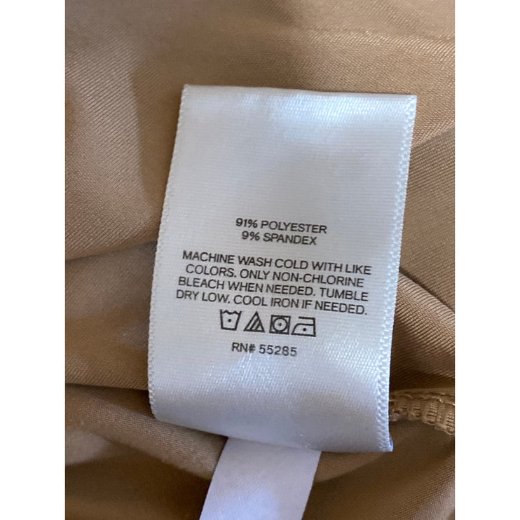 Express Women's Tan Long Sleeve Scoop Neck Thong T Shirt Bodysuit Top Size S