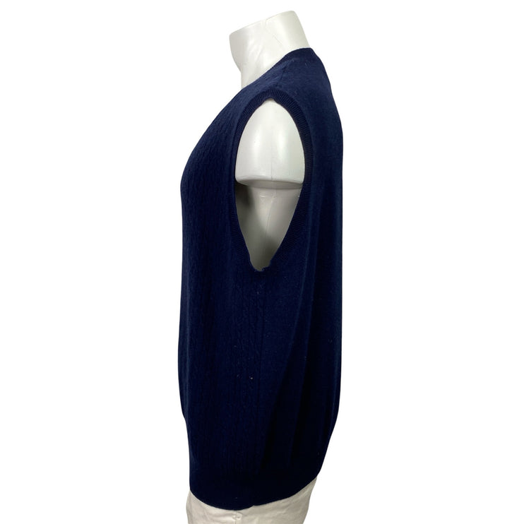 Jos A Bank Men's Navy Blue 100% Cashmere V Neck Button Up Sweater Vest Size XL