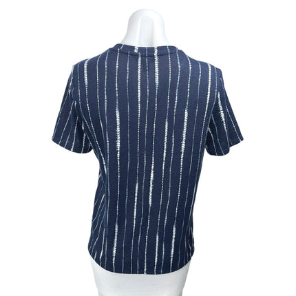 Banana Republic Blue Knit Striped Short Sleeve Crew Neck Blouse T Shirt Top Sz S