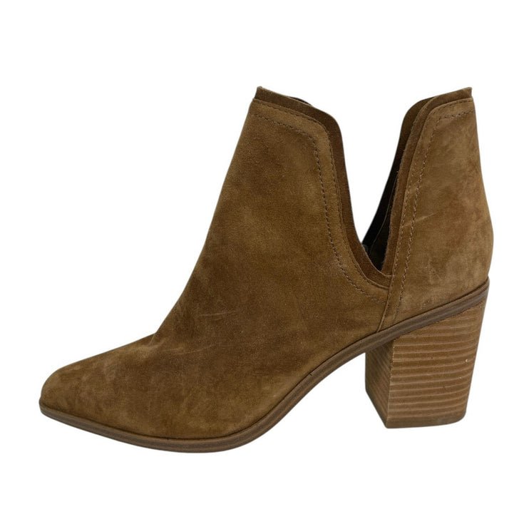 Steve Madden Havannah Tan Brown Suede Pointed Tie Block Heel Ankle Boots Sz 10M