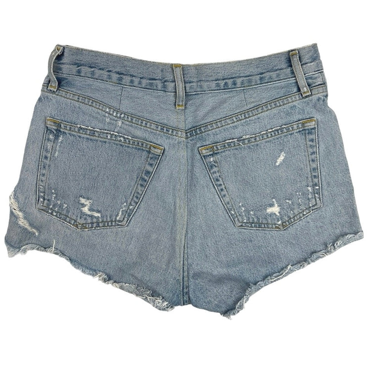 Agolde Blue Light Wash High Rise Distressed Cutoff Denim Jean Shorts Size 27