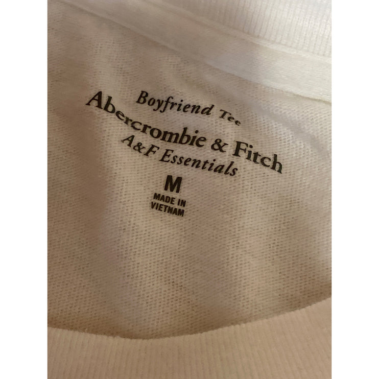 Abercrombie & Fitch Womens White Matisse Crewneck Boyfriend T Shirt Tee Top Sz M