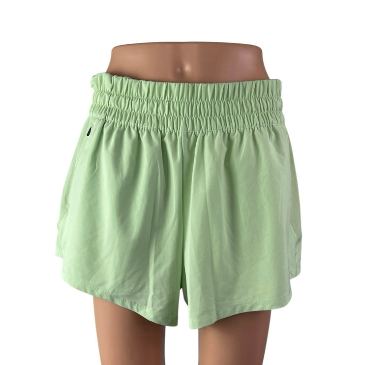 Lole Womens Light Green High Rise Elastic Waist Activewear Paperbag Shorts Sz L
