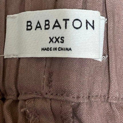 Aritzia Babaton Women's Brown Tan Linen Skinny Mid Rise Crop Trousers Pants XXS