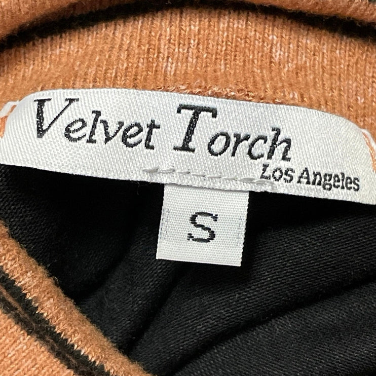 Velvet Torch Women's Brown Striped Mock Neck Long Sleeve Sweater Mini Dress S