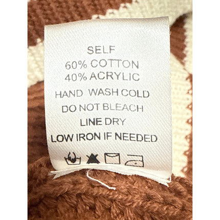 VICI Brown Cream Long Sleeve Ribbed Knit V Neck Boxy Crop Sweater Top Size M
