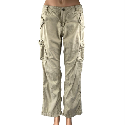 J.Crew Women's Beige Mid Rise Wide Leg Twill Khaki Chino Cargo Trousers Pants 4