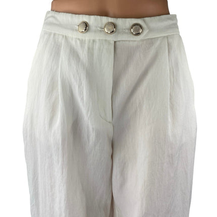 Zara Women's White High Waisted Pleated Tapered Carrot Trousers Pants Size S