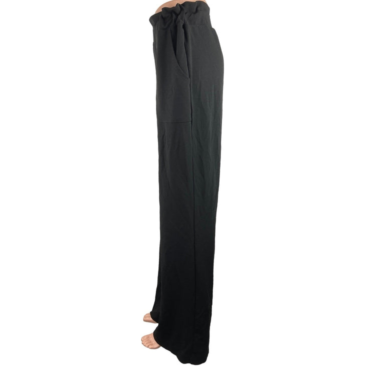 BBJ Black High Rise Straight Wide Leg Pockets Paperbag Ankle Trouser Pants Sz XL