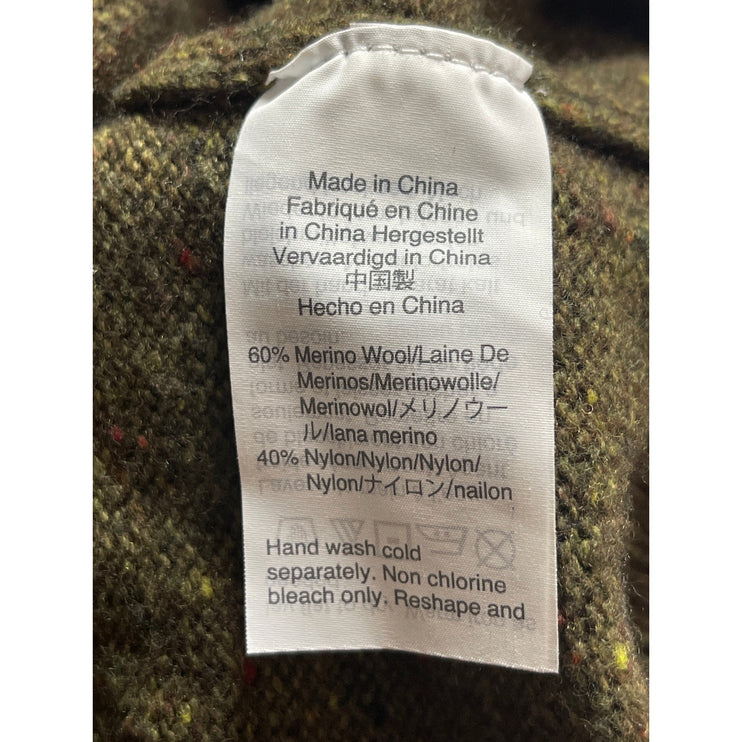 NEW J.Crew Men's Olive Green Wool Knit Long Sleeve Polo Sweater Top Size L