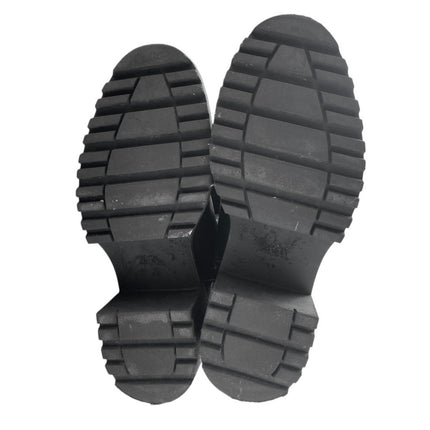 Zara Women's Black Leather Chuinky Platform Heels Zip Up Over The Knee Boots 10