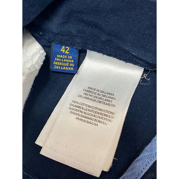 POLO Ralph Lauren Men's Blue High Rise Slim Straight Khaki Chino Shorts Size 42