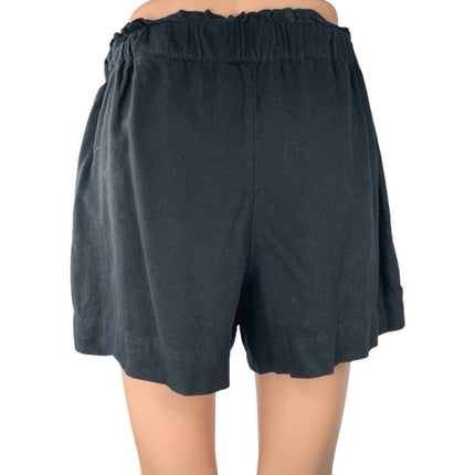 Abercrombie & Fitch Black Linen High Waisted Paperbag Casual Mini Shorts Size S