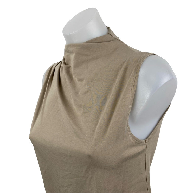 Abercrombie & Fitch Paloma Women's Beige Draped Sleeveless Mock Neck Tank Top XS