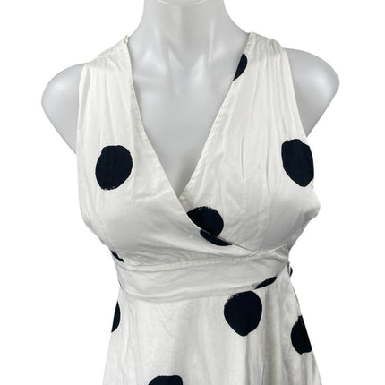 & Other Stories White Black Polka Dots Sleeveless Fit & Flare Midi Dress Size 2