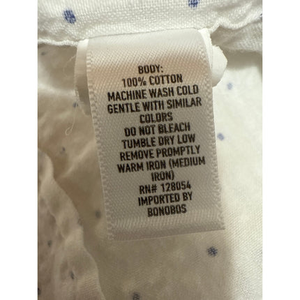 Bonobos Men's White Blue Tailored Polka Dots Short Sleeve Button Up Shirt Top L