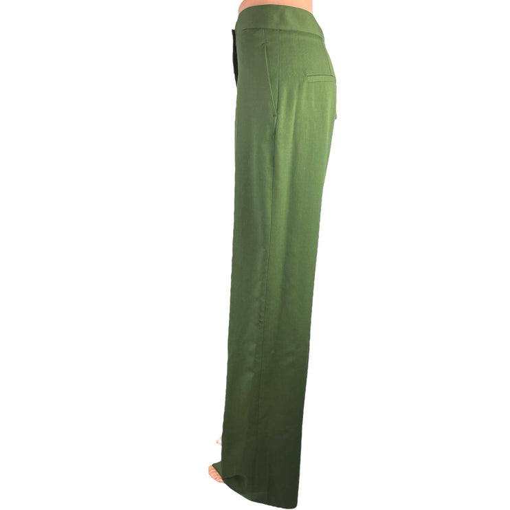 NEW Argent Womens Olive Green Wool Straight Wide Leg Trouser Dress Pants Size 2