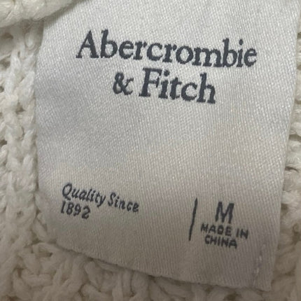 Abercrombie & Fitch White Crochet Knit Open Front Long Sleeve Cardigan Sweater M