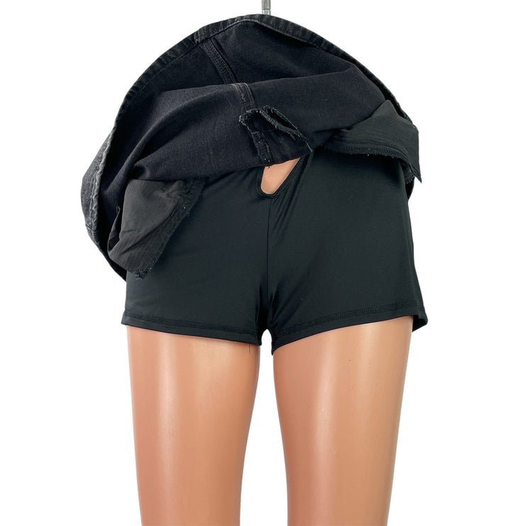 Hollister Women's Black Built-in Athletic Compression Denim Jean Skirt Skort 10