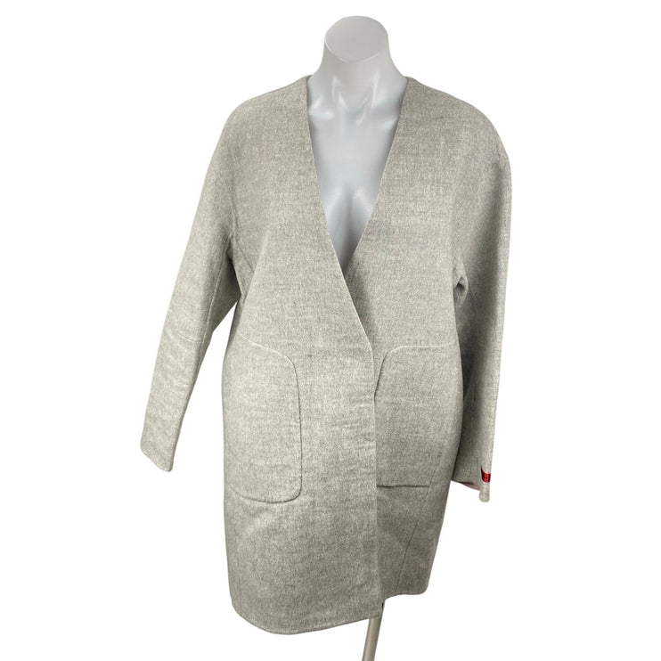 M+C Studios Womens Gray Wool V Neck Long Sleeve Sweater Cardigan Coat Jacket OS