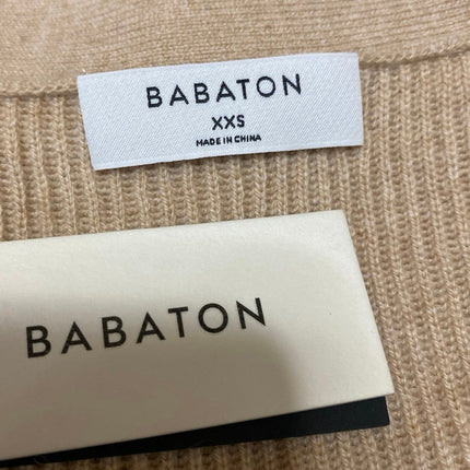 NEW Aritzia Babaton Sidney Tan Wool Cashmere Deep V Sweater Vest Top Size XXS