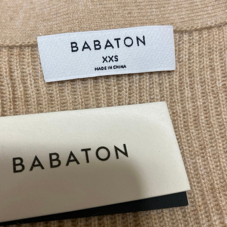 NEW Aritzia Babaton Sidney Tan Wool Cashmere Deep V Sweater Vest Top Size XXS