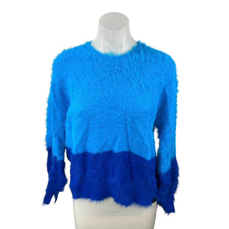 One Teaspoon Fluffy Women's Blue Colorblock Crew Neck Long Sleeve Sweater Top XS