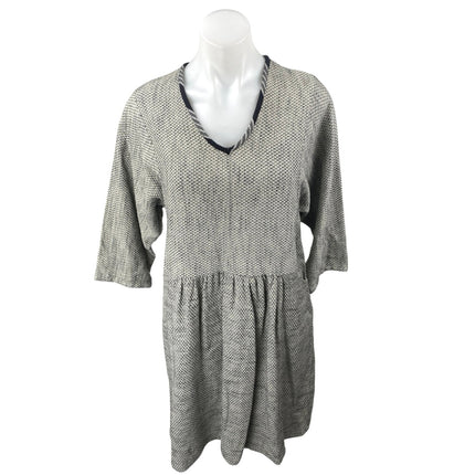 Ace & Jig Women's Gray Tweed Cotton V-Neck 3/4 Sleeve Mini A-Line Dress Size S
