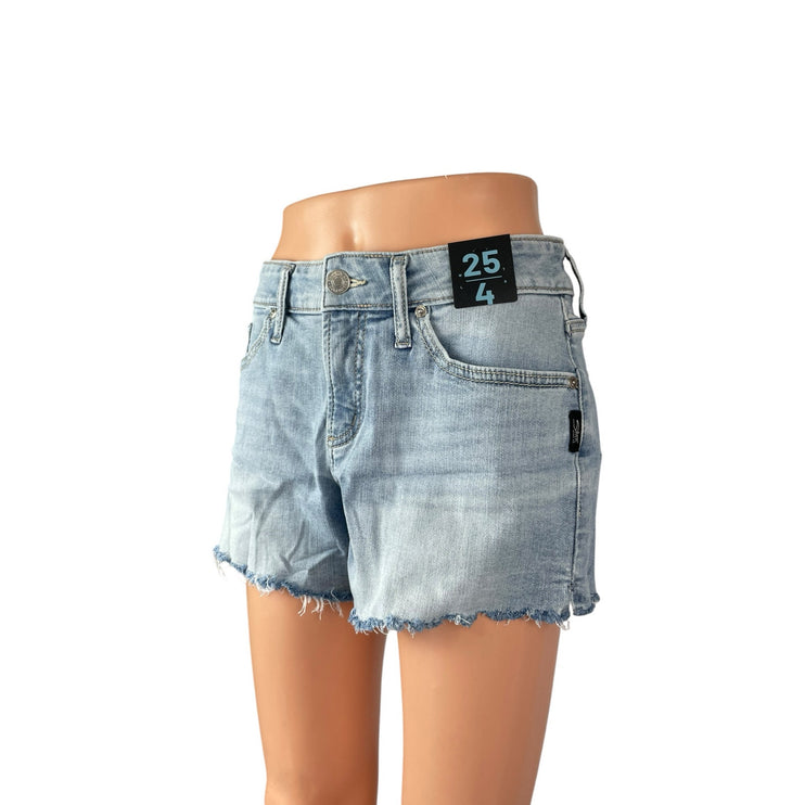NEW Silver Jeans Co Women's Blue High Rise Cutoff Boyfriend Denim Jean Shorts 25