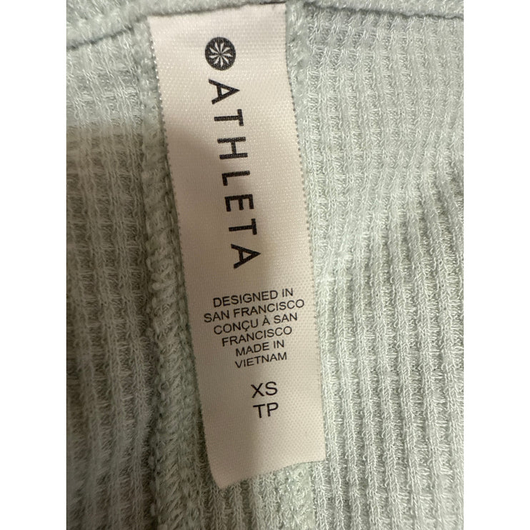 Athleta Wind Down Blue Long Sleeve Waffle Knit Henley Sleep Lounge Dress Size XS