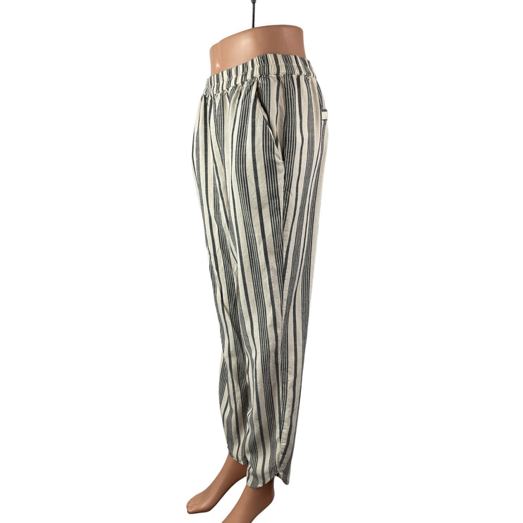 Marine Layer Women's Gray White Striped High Rise Straight Trousers Pants Size M