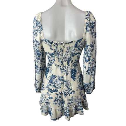 Reformation Cammi Georgette Women's Floral Long Sleeve Ruffled Mini Wrap Dress 8