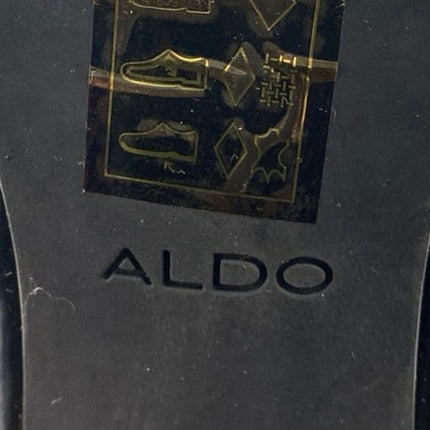 ALDO Glitteratti Black Patchworks Lace Up High Heels Ankle Combat Boots Size 8.5