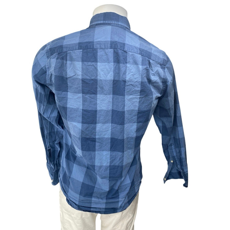 J.Crew Men's Blue Plaid Flannel Long Sleeve Button Down Pocket Shirt Top Size S