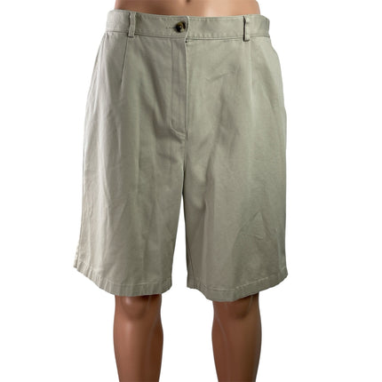 L.L. Bean Men Gray Mid Rise Straight Golf Chino Khaki Bermuda Shorts Size 14