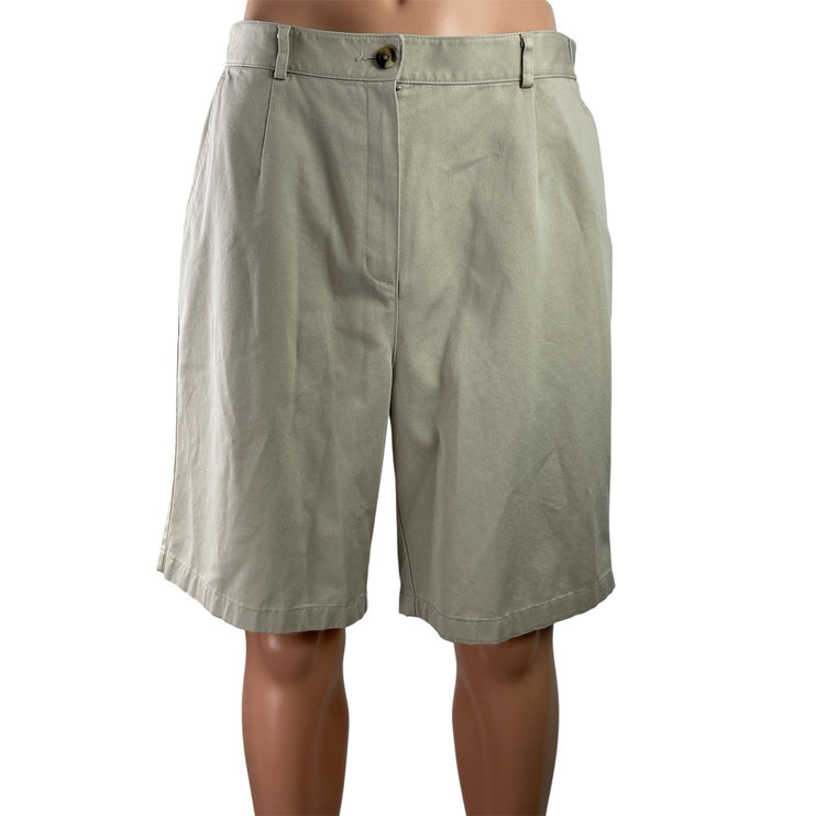 L.L. Bean Men Gray Mid Rise Straight Golf Chino Khaki Bermuda Shorts Size 14