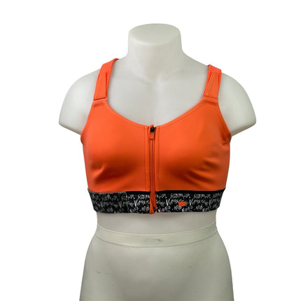 NEW Shefit Flex Orange Zip Up Crossback Yoga Athletic Sports Bra Crop Top Sz XL