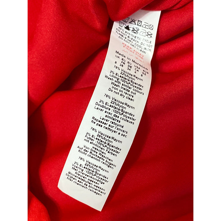 Prettylittlething Red Square Neck Short Puff Sleeve Mini A-Line Shift Dress Sz 4