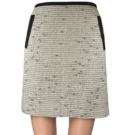 Banana Republic Ivory Black Metallic Shimmer Tweed Mini Straight Pencil Skirt 2