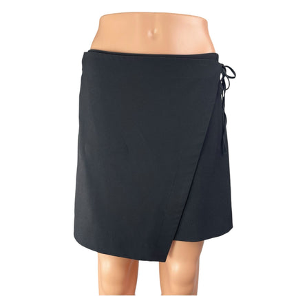 & Other Stories Women's Black Mid Rise Wrap Tie Mini Straight A-Line Skirt Sz 6