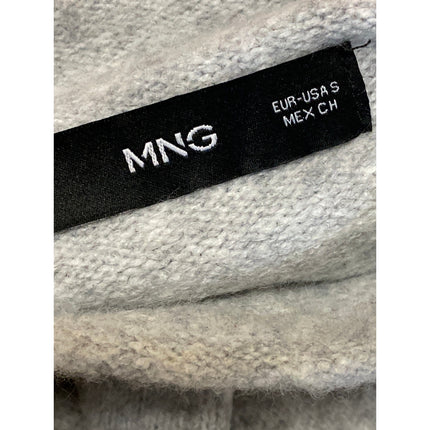 MNG Mango Heather Gray Long Sleeve Mock Neck Knit Shift Midi Sweater Dress Sz S