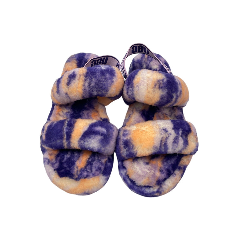 UGG Oh Yeah Marble Women's Purple Peach Tie Due Fleece Slingback Slippers Size 9